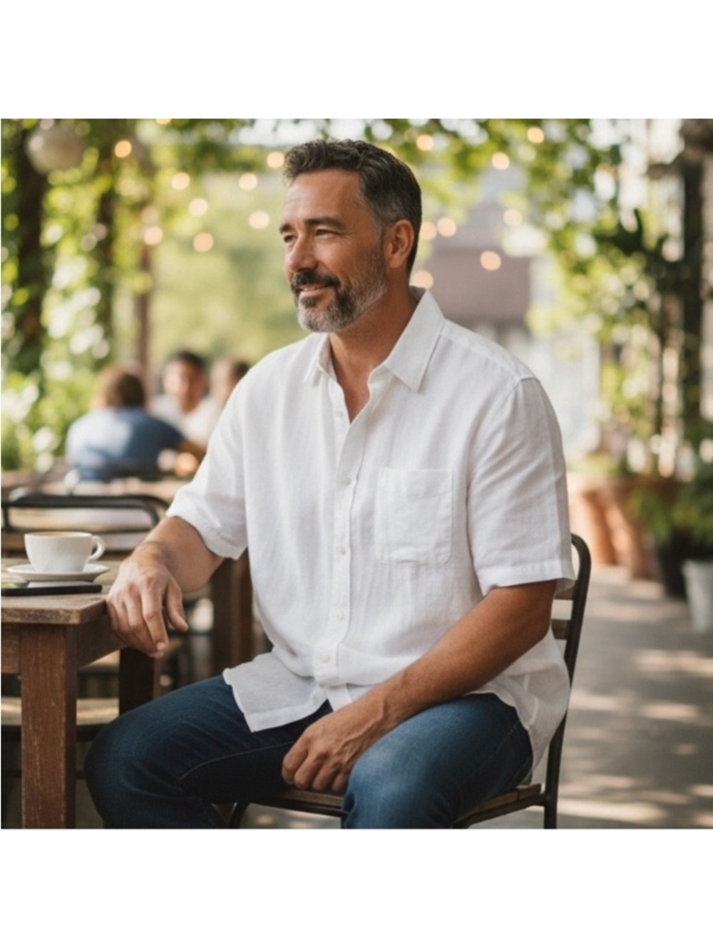 LL Bean Linen Shirt Mens XL Slightly Fitted White Short Sleeve Casual